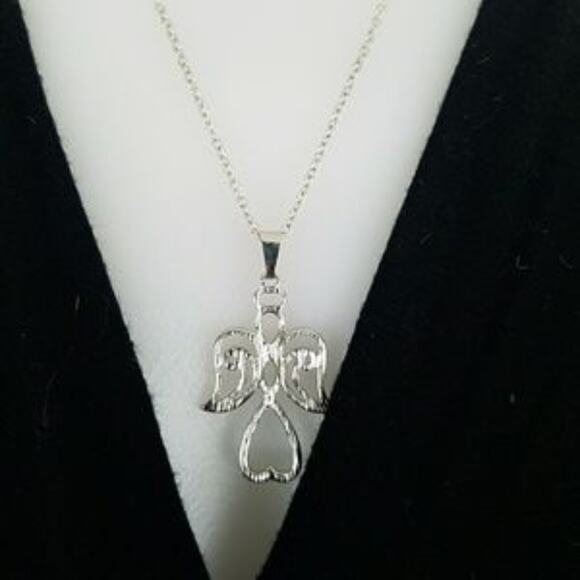 NEW Angel Drop Sterling Silver Plated Holiday Christmas Hypoallergenic Necklace - Picture 4 of 4